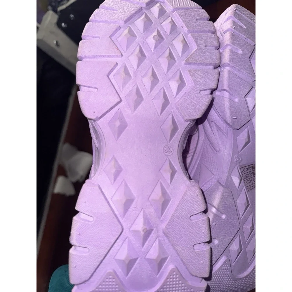 Purple Chunky Platform Sneakers W Thick -Slip Sole, Height Increase & Cushioned